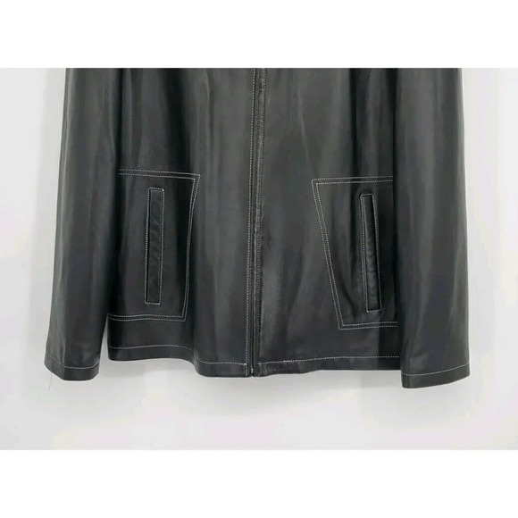MARCELLO SPORT Mens XLarge Black Lined Leather Coat Zip SUPER SOFT LEATHER - Picture 4 of 12